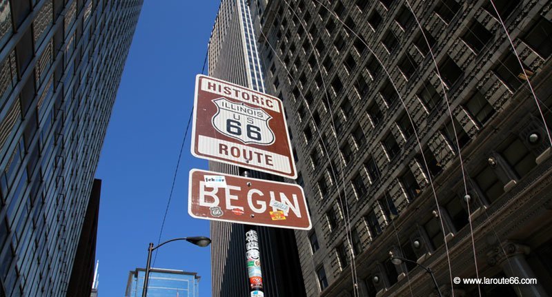 Début de la Route 66 à Chicago